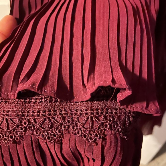 Maroon vintage tiered pleated dress! - Picture 2 of 6